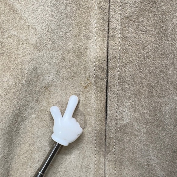 Y2K Neutral Zone Suede Leather Jacket Womens M Tie Belt Beige Utility Neutral - Picture 8 of 16